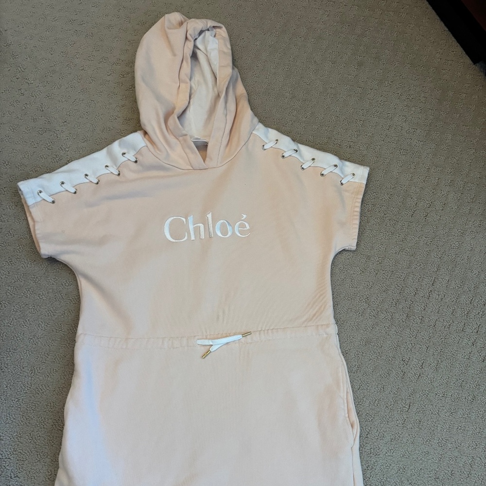 Chloe Kids Dress in Peach and White